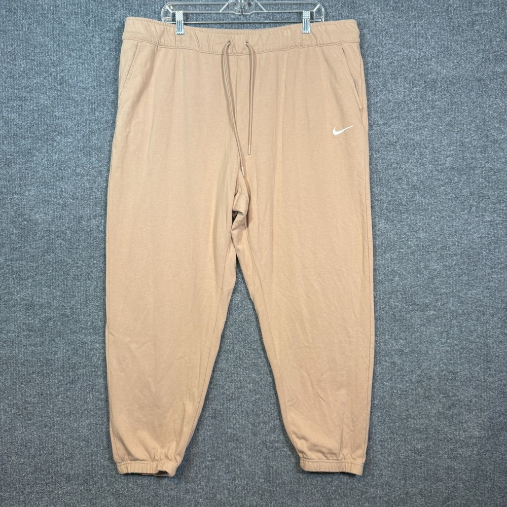 Nike Pants Womens 2X XXL Tan Joggers Fleece Sweatpants Casual Stretch‎ Plus Size